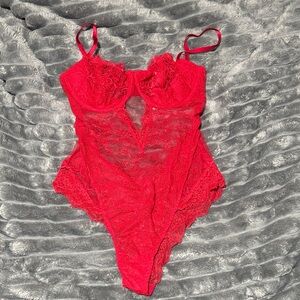 Victoria's Secret Red Lace Bodysuit